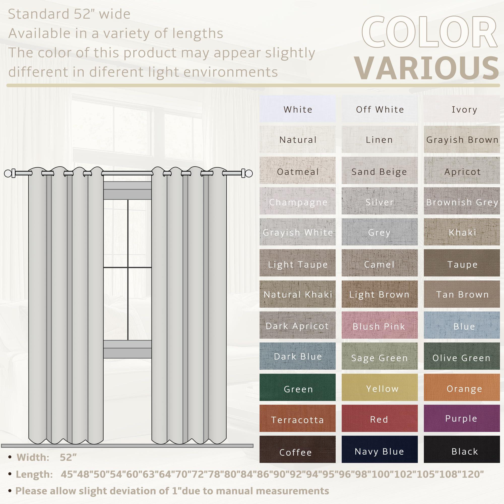 Jowels Jowels Black Linen Blackout Curtains 102 Length 2 Panels Set for Living Room Bedroom, 100% Black Out Thermal Insulated Linen Drapes, Room Darkening Grommet Curtains 102 Inches Long