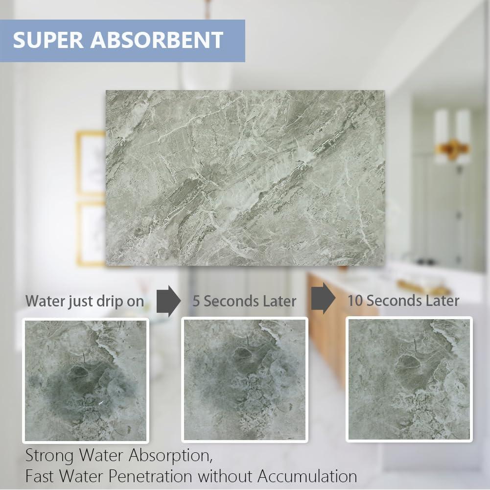 Griclner Griclner Non-Slip Bathroom Mat Rugs, Marble Bath Mat, Extra Absorbent Light Grey Bath Mat for Bathroom, Machine Wash Stone Bath Mat, Dry Fast Solid Super Absorbent Bath Mat (5\'x38\'Light Grey Marble)