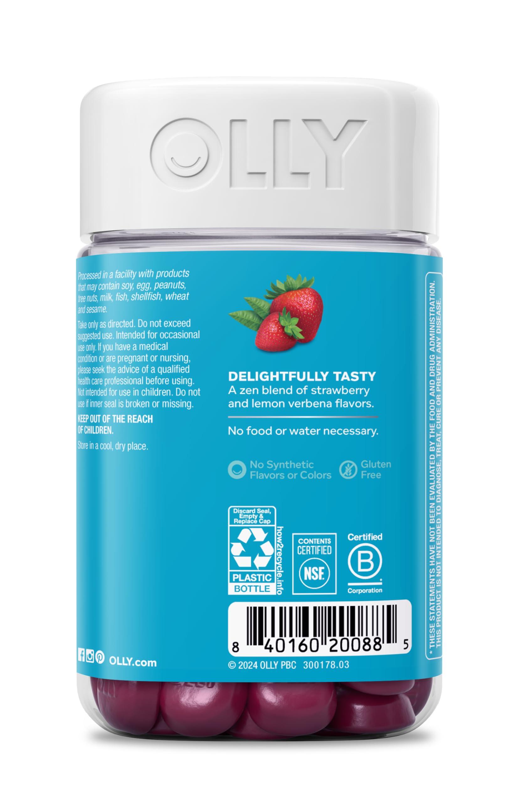 OLLY OLLY Goodbye Stress Gummy, GABA, L-Theanine, Lemon Balm, Stress Relief Supplement, Berry - 60 Count