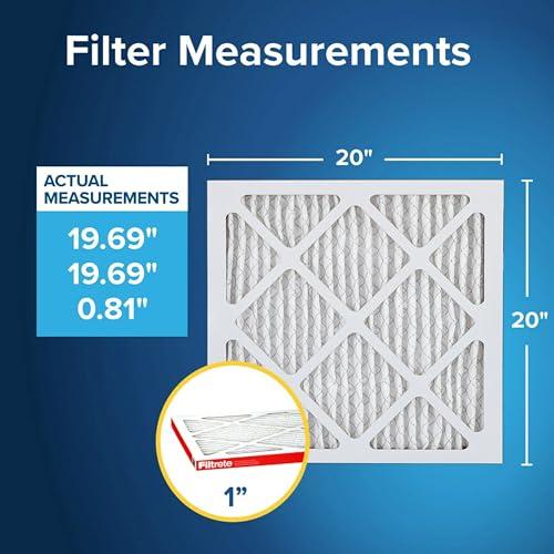 Filtrete Filtrete 20x20x1 AC Furnace Air Filter, MERV 11, MPR 1000, Micro Allergen Defense, 3-Month Pleated 1-Inch Electrostatic Air Cleaning Filter, 4 Pack (Actual Size 19.69x19.69x0.81 in)
