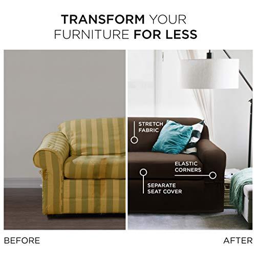 MAYTEX MAYTEX Pixel Ultra Soft Stretch 2 Piece Furniture Cover Loveseat Slipcover, Chocolate