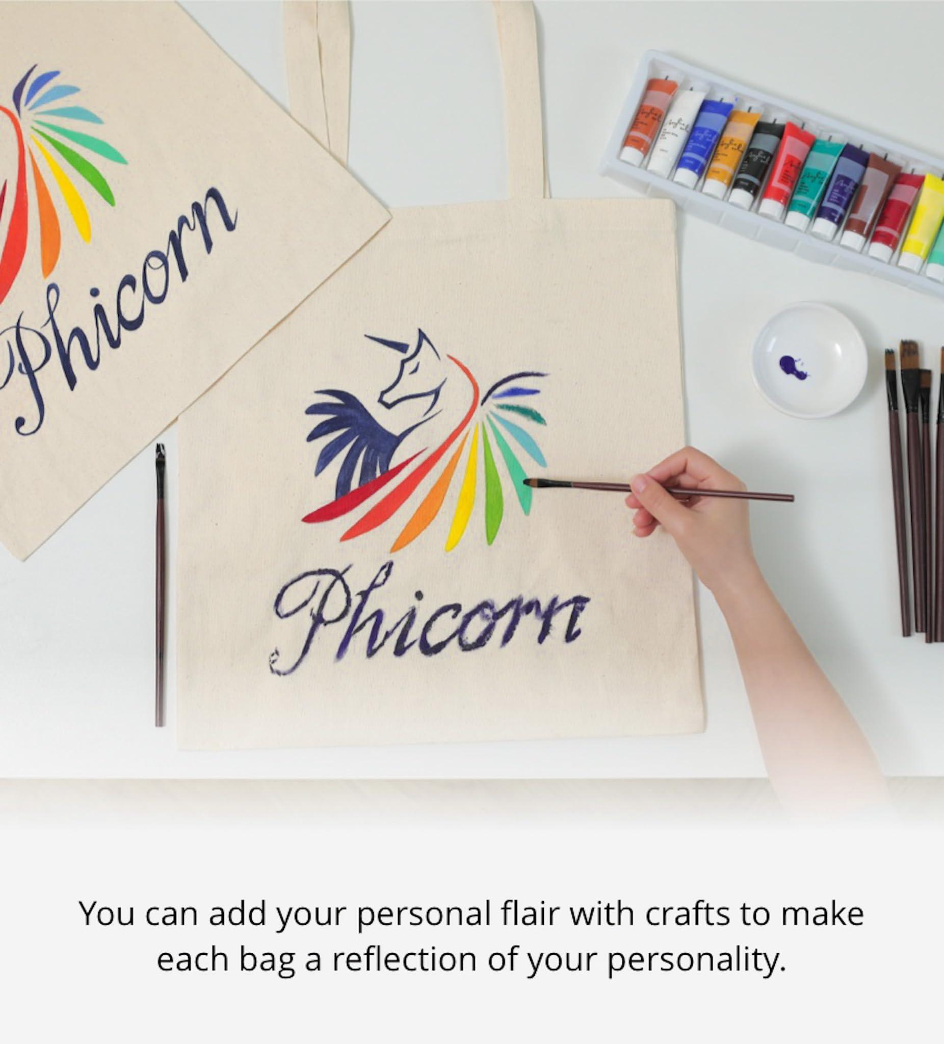 Phicorn Phicorn Blank Canvas Tote Bags Bulk - 7oz 100% Cotton, 15\"x16\", Reusable Grocery Bags - Plain Tote Bag for Craft and Painting (24-Pack)