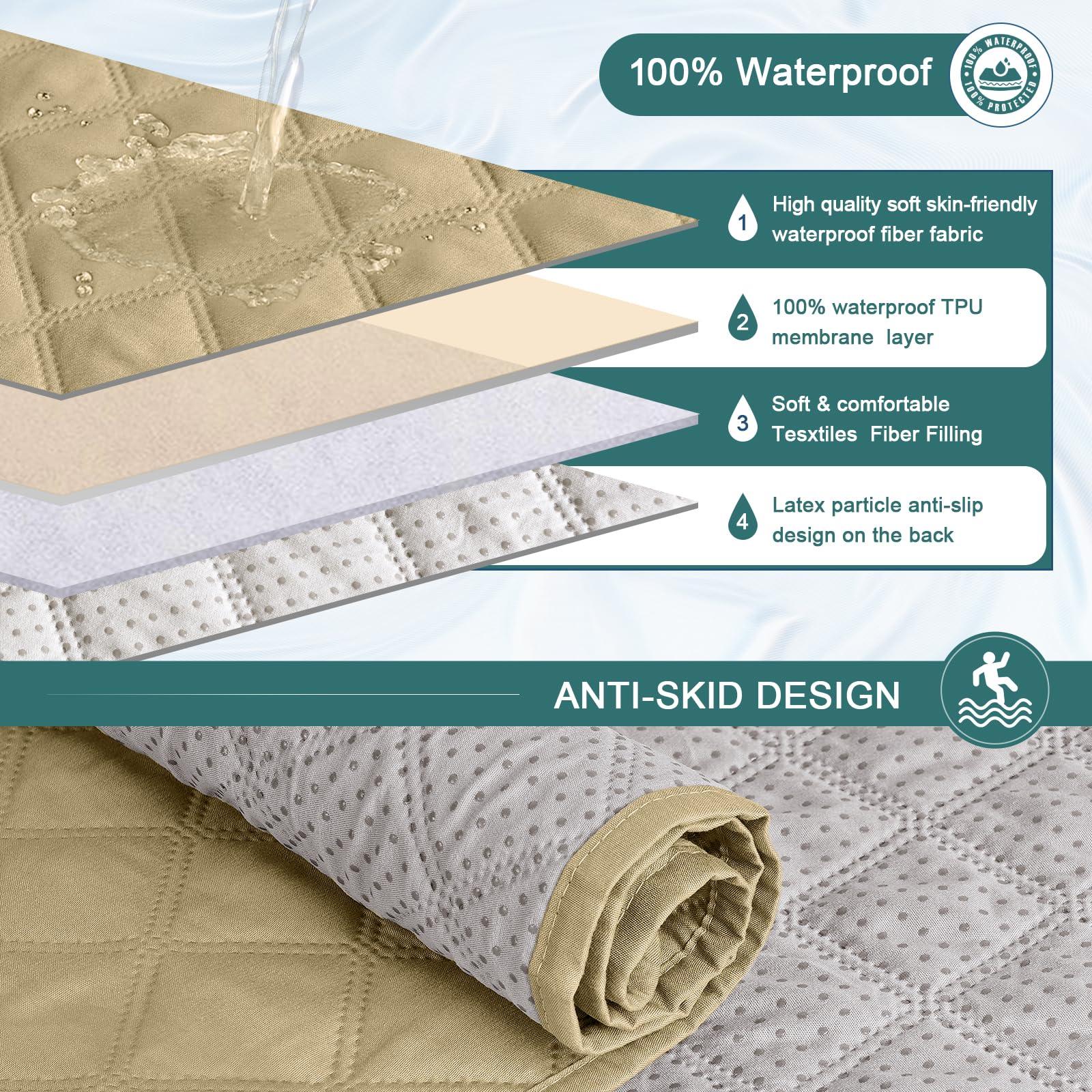 Ruaozz Ruaozz Waterproof Recliner Loveseat Cover with Console Non-Slip Couch Covers for Reclining Couches Pet Cover for Double Recliner Sofa Cover with Elastic Straps for Kid Dogs Pets (Sand, 2 Seater)