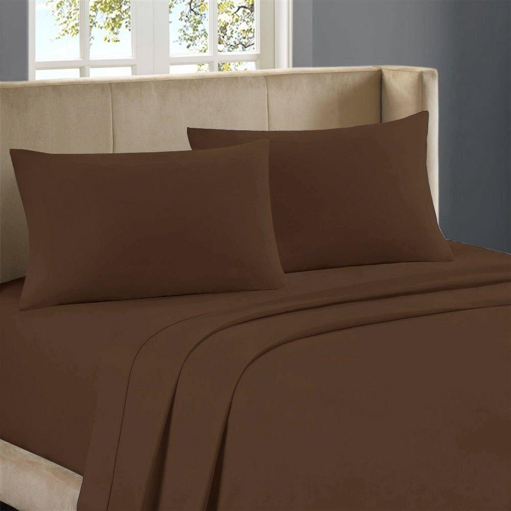 Bed Clothing 800TC 100% Egyptian Cotton Bed Sheet, 4-Pc Cal King Chocolate Solid Sheet Set Single Ply Long Staple Egyptian Cotton, Sateen Weave, Fits Mattress Upto 12\" Deep Pocket