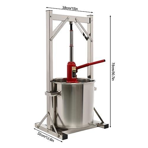 Gagalayong Gagalayong 22L Fruit Wine Press, Stainless Steel Cider Press with Hydraulic for Cider, Grape Wine Making Supplies and Equipment (Red) (red)