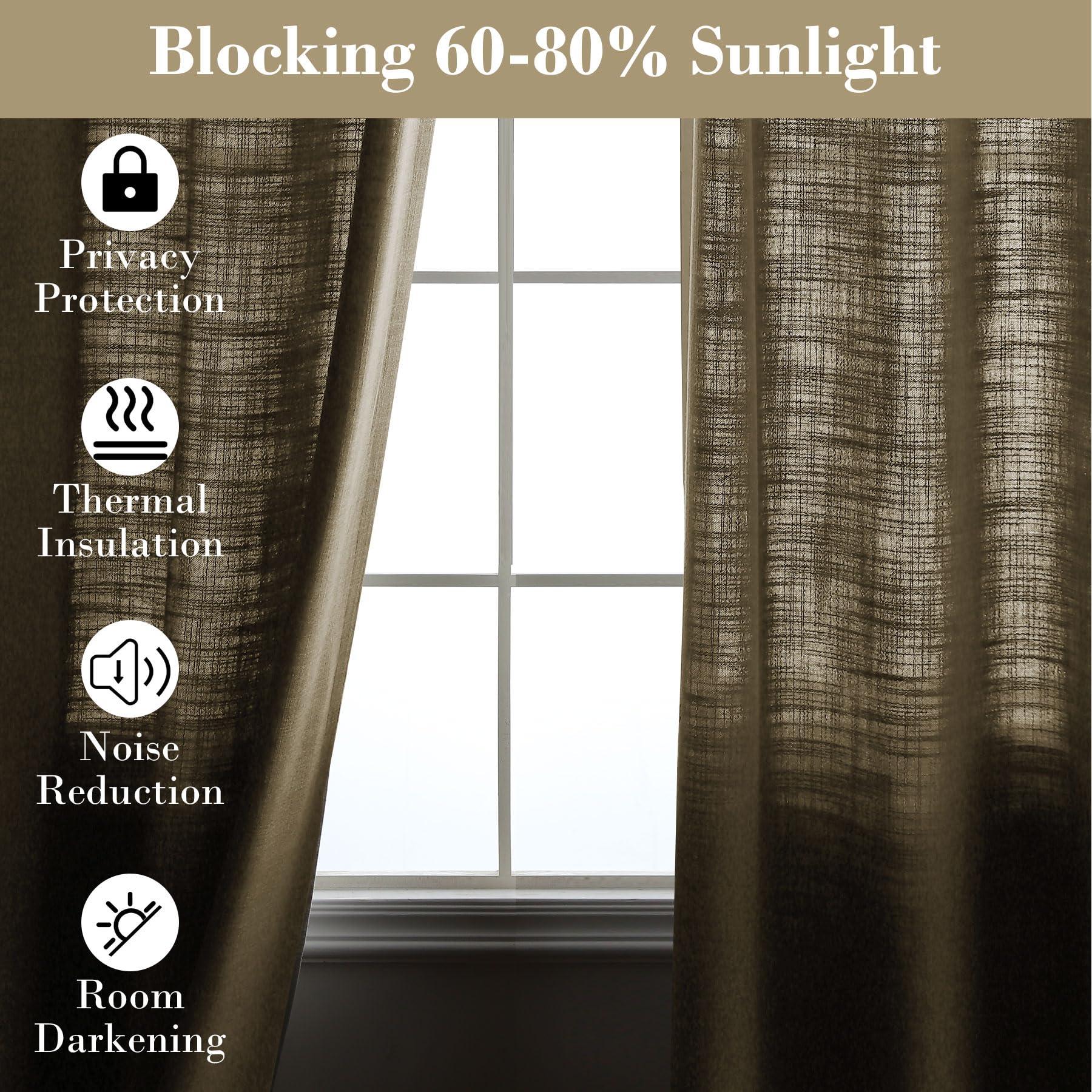 cololeaf cololeaf Faux Linen Curtain Pinch Pleated Room Darkening Window Treatment Panel for Living Room Family Room Dining Romm Kidroom Library, Taupe Grey 84" W x 84" L Inch (1 Panel)