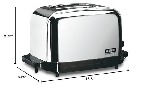 Waring Commercial Waring Commercial WCT702 2-Slice Commercial Light Duty Pop-Up Toaster, 120V, 5-15 Phase Plug, Silver, 2-Compartment