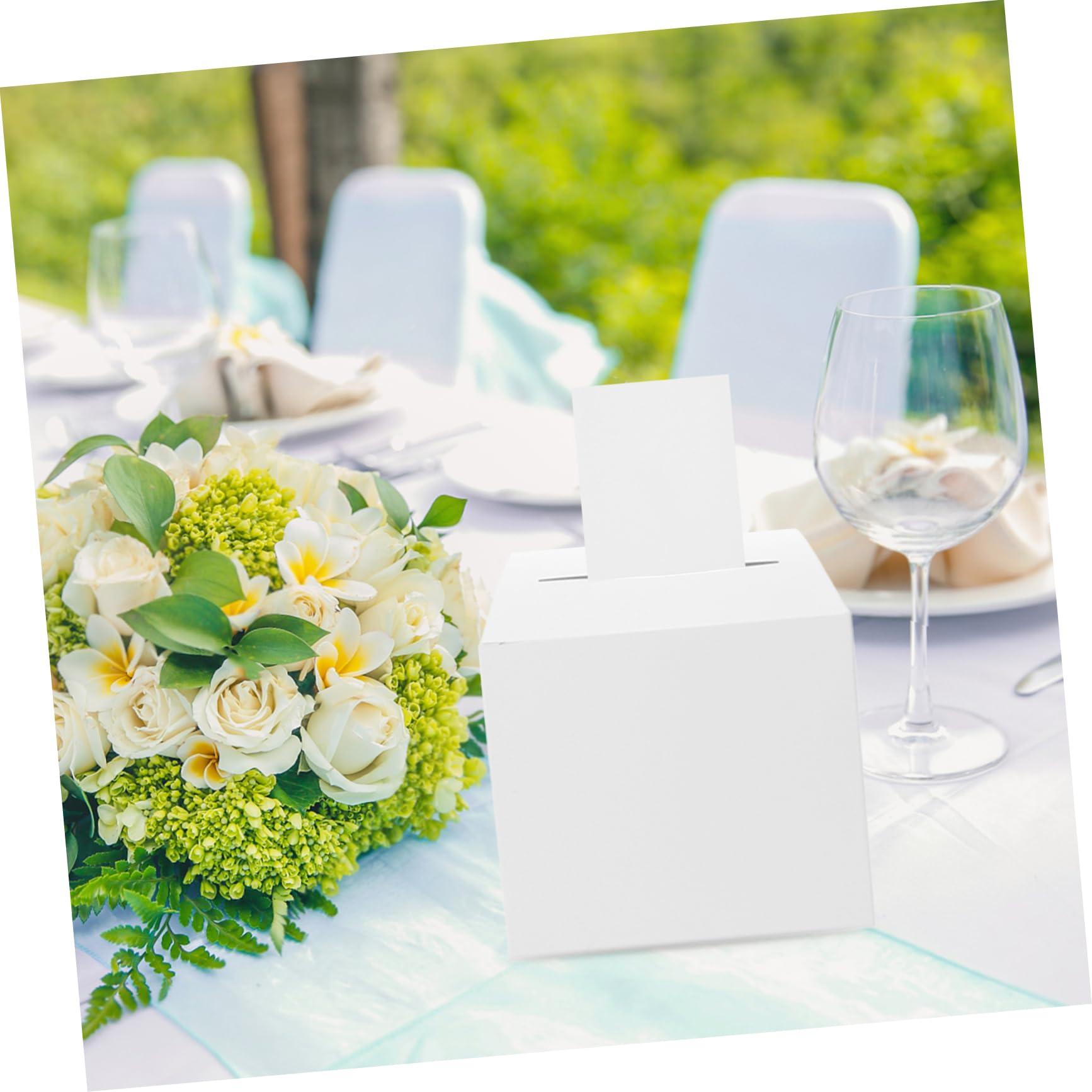 OKUMEYR OKUMEYR 4 Sets Raffle Ticket Card Box Wedding Wishing Well Bridal Card Holder Ballot Boxes Anniversary Cards Container Greeting Cards Container Business Card Holder Paper White