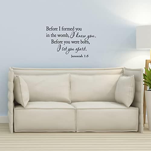 VWAQ Before I Formed You in The Womb I Knew You. Before You were Born, I Set You Apart. Jeremiah 1-5 Vinyl Wall Art Religious Home Decor Bible Scripture Quote Nursery Wall Decal