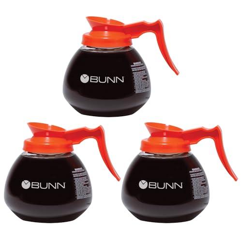 BUNN BUNN 12 Cup Commercial Glass Decanter with Handle (3 Pack), Orange