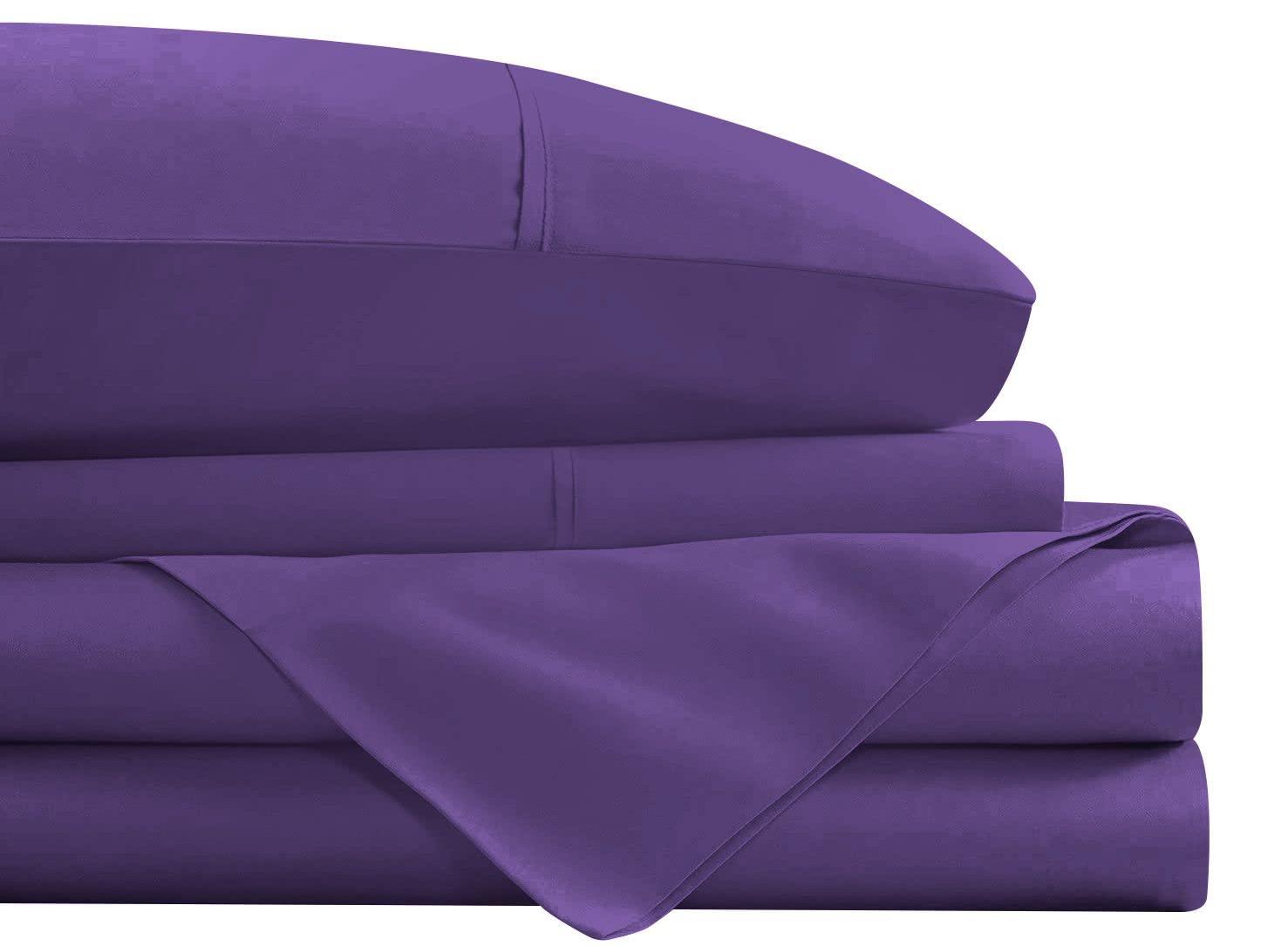Epic Cotton Hotel Luxury Bed Sheets 1000 Thread Count RV Bunk Size 30\"X75\", Smooth RV Sheets Set 4 Pc High Thread Count Sheets vs Egyptian Cotton Sheets, 15\" Deep Pocket Purple
