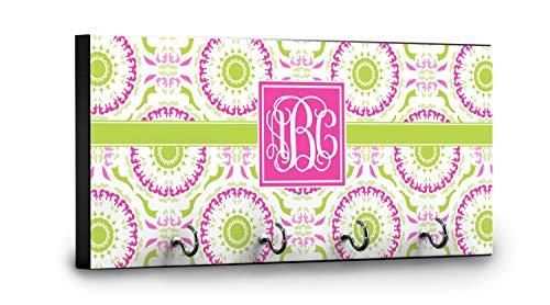 YouCustomizeIt YouCustomizeIt Personalized Pink & Green Suzani Key Hanger w/ 4 Hooks w/Monogram