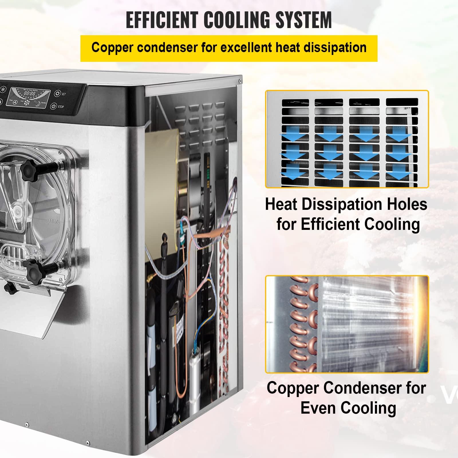 VEVOR VEVOR Commercial Ice Cream Machine 1400W 20/5.3 Gph Hard Serve Ice Cream Maker with LED Display Screen Auto Shut-Off Timer One Flavors Perfect for Restaurants Snack bar Supermarkets