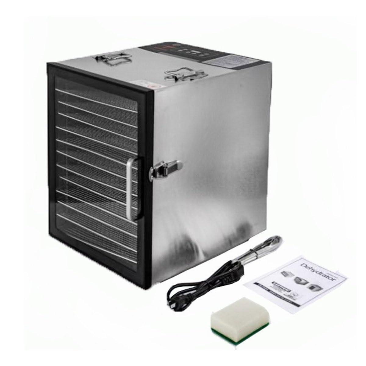 BDJSN Electric Food Dehydrator, 12 Trays Stainless Steel Fruit Dryer Machine, Large Capacity Adjustable Timer & Temperature Vegetables Preserver Machine for Jerky, Fruit, Meat, Veggies