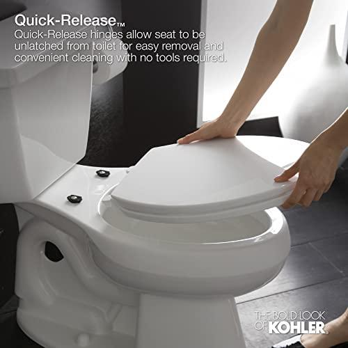 Kohler KOHLER K-4636-0 Cachet Elongated, Grip-Tight Bumpers, Quiet-Close Release Hinges, Quick-Attach Hardware, No Slam Toilet Seat, White