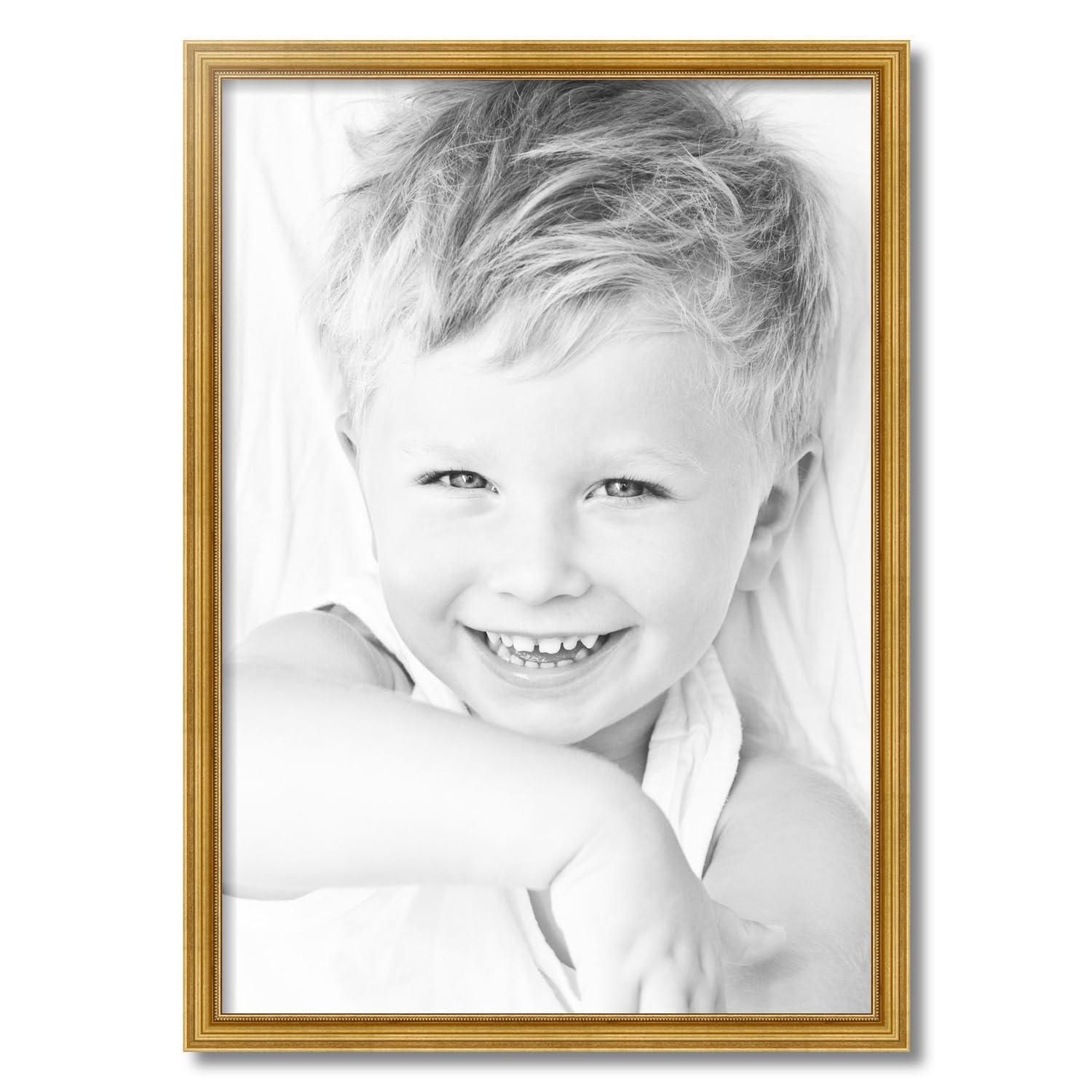 ArtToFrames ArtToFrames 21x30 Inch Gold Picture Frame, This 1.28 Inch Custom Wood Poster Frame is Gold - Comes with Foam Backing 3/16 inch and Regular Acrylic (FBPL0066-81375-YGLD-21x30)
