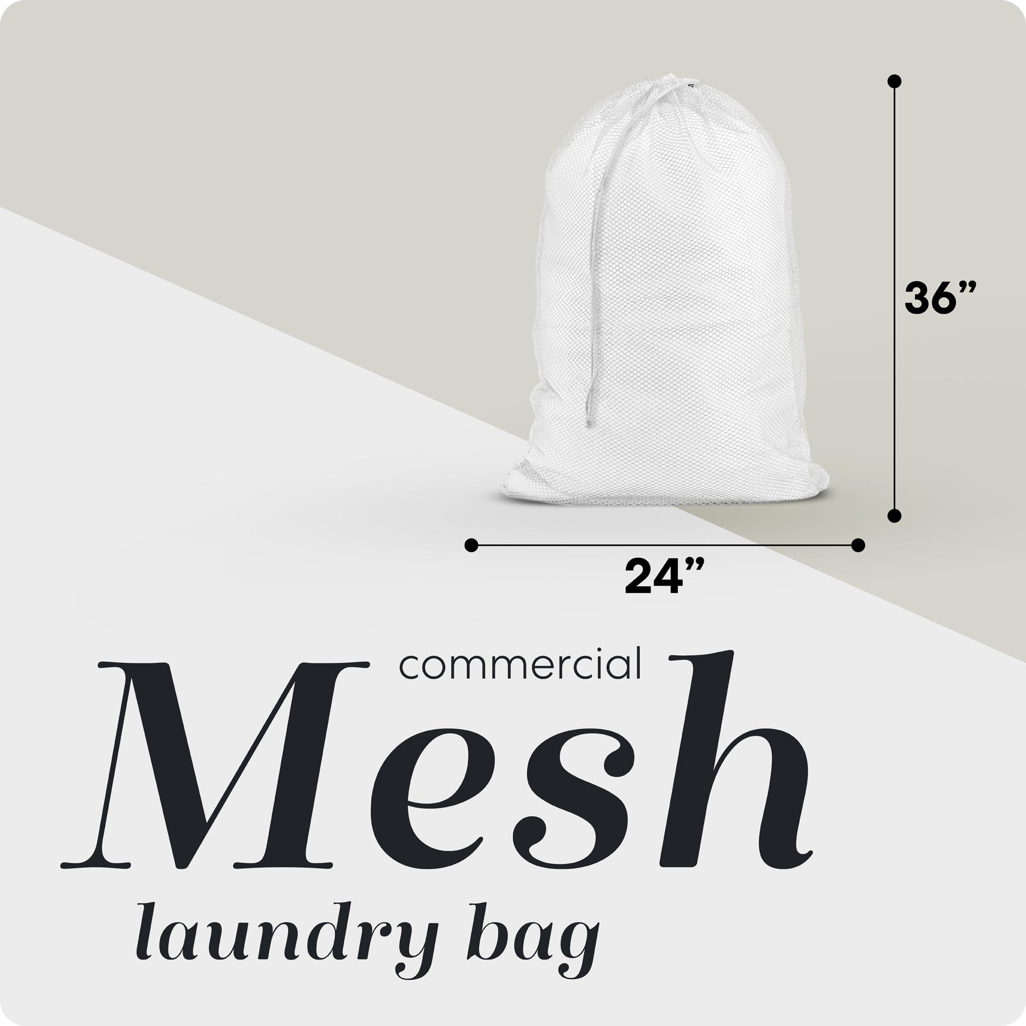Handy Laundry Mesh Laundry Bag - Large 24\" x 36\" - Durable, Machine Washable with Secure Drawstring Closure - Perfect for College Dorms, Laundromats, Apartments (White)