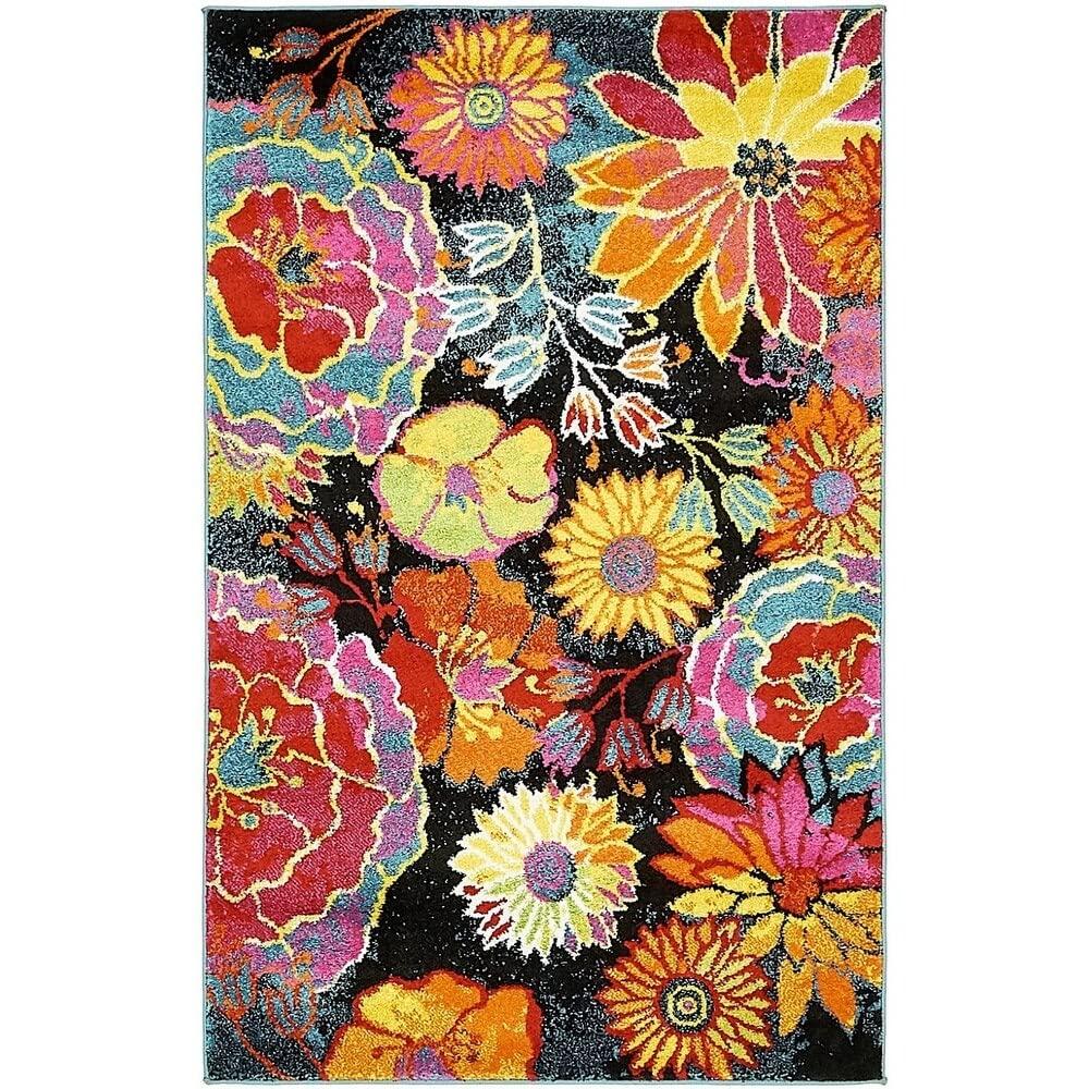 Overstock Overstock Country & Floral Noach Collection Area Rug 8'x10' - Black