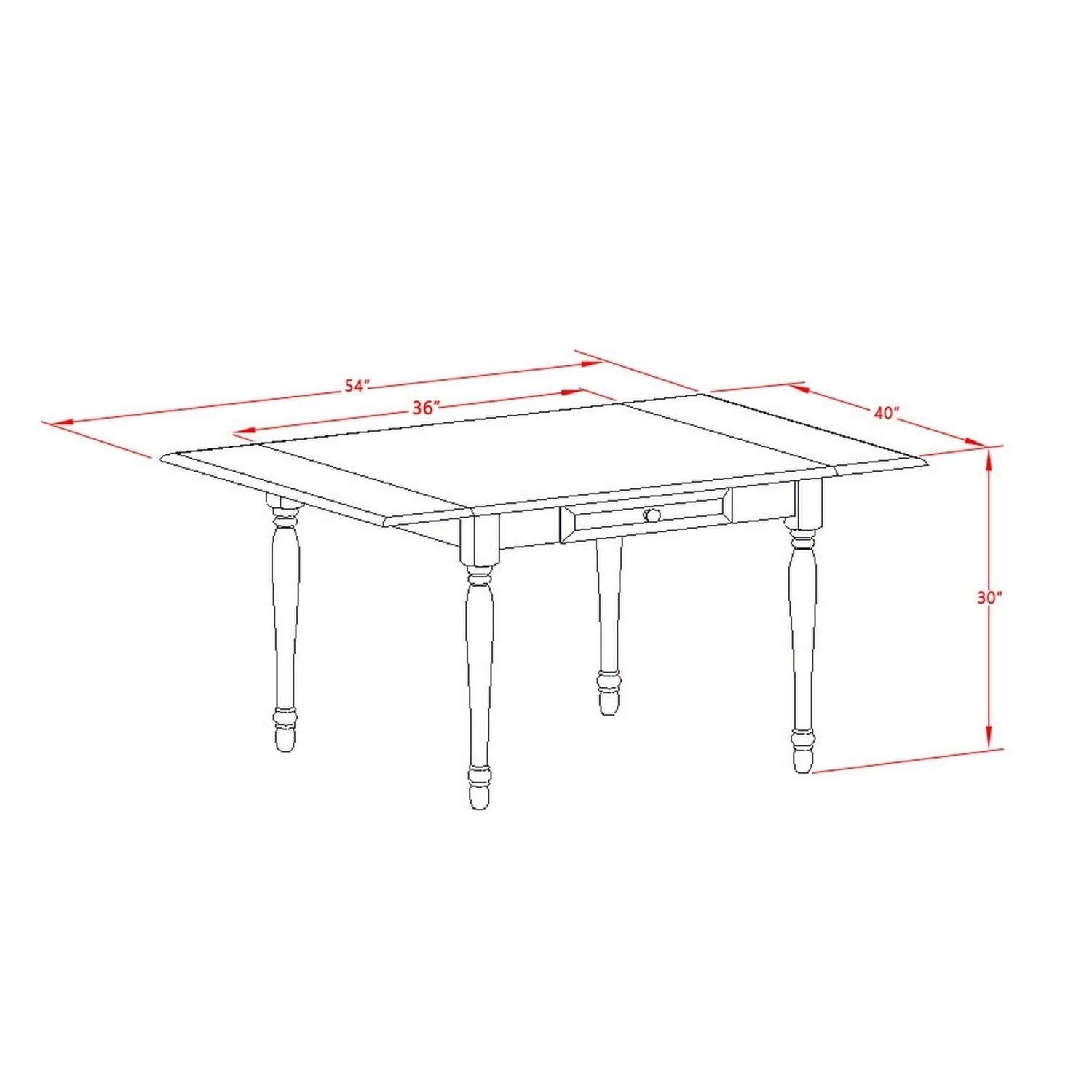 HomeStock HomeStock Modern Motifs 5 Pieces Dining Room Set - Strong Drop Leaf Wooden Dining Table and 4 Wooden Seat Dinette Chairs, Black and Cherry Finish