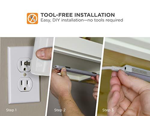 BLACK+DECKER BLACK+DECKER Dimmable Under Cabinet Lighting with Motion Sensor, 24.6W, 1800 Lumens, White 2700K, 5-Bar Kit, 9", Warm