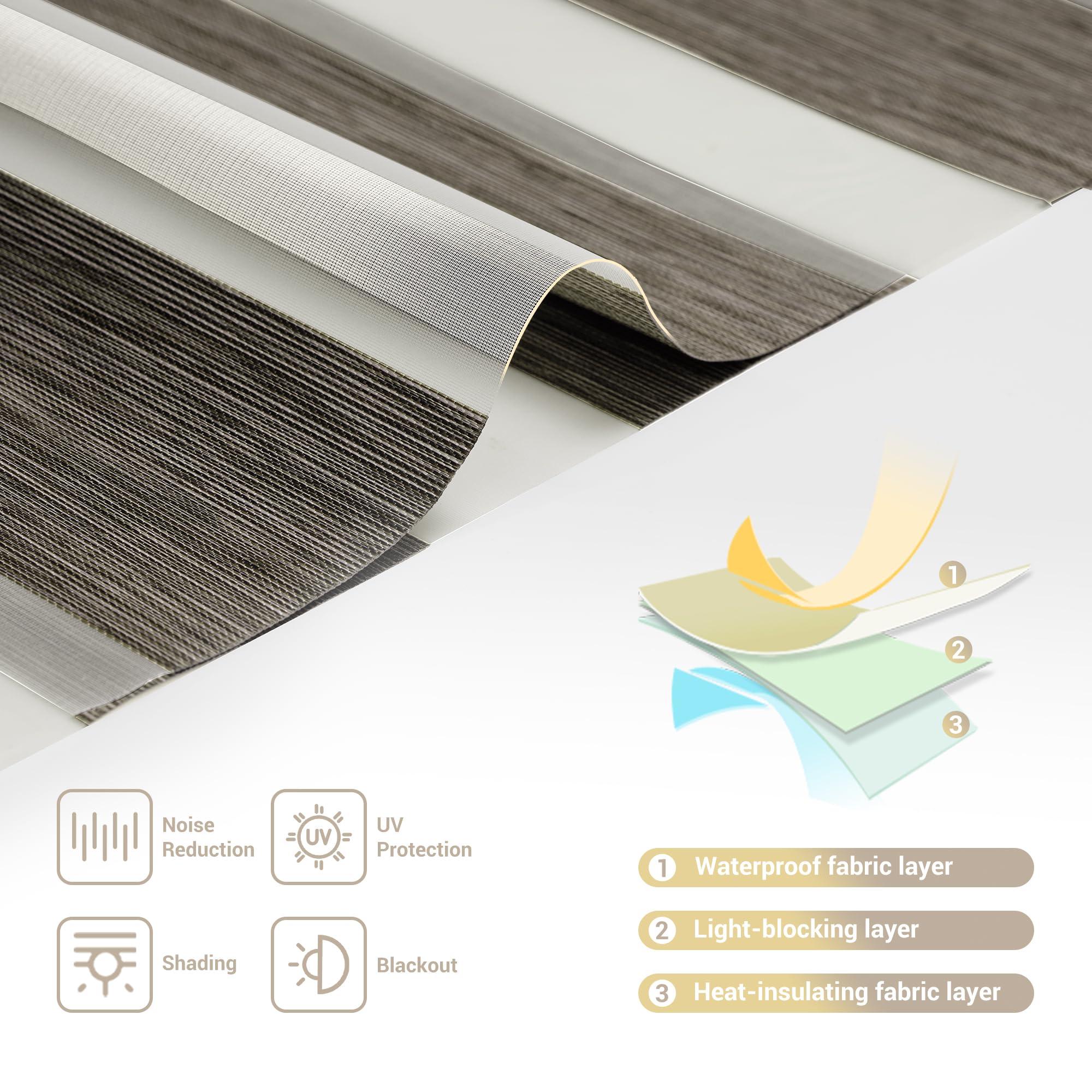 HOTSOON Hotsoon Cordless Zebra Blinds for Window Blackout Zebra Roller Blind with Thermal Insulation,Uv and Privacy Protection,Easy to Install Zebra Shade for Indoor Window, Dark Brown, 43" W x 36" H