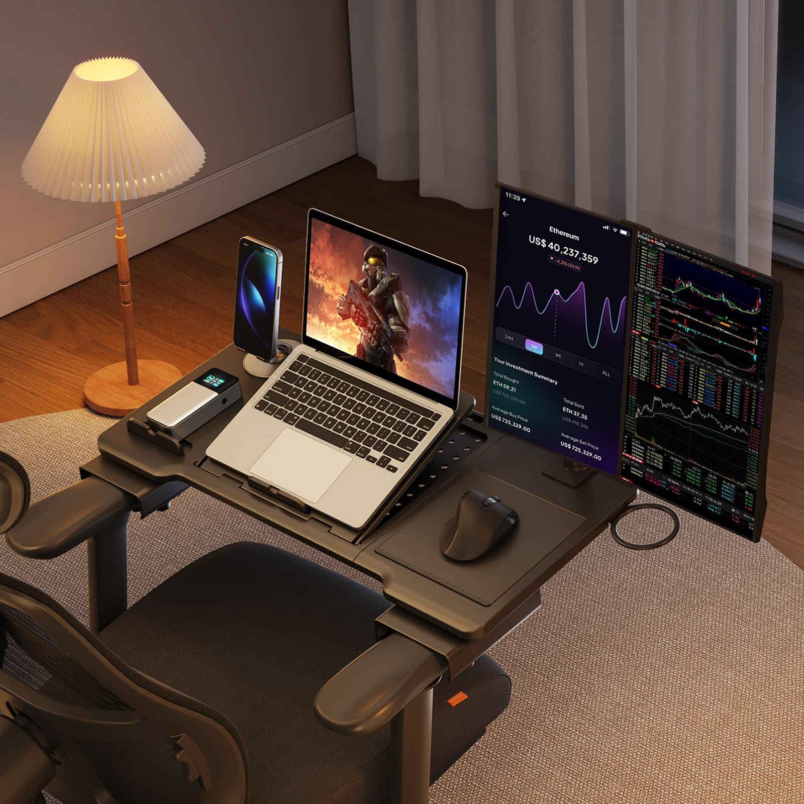 Newtral Newtral Ergonomic Office Chair with Adaptive Lumbar Support- High Back Desk Chair with Adjustable Headrest, 3D Armrest, Adjustable Seat Depth & Height, Home Office (with Laptop Table Tray, Black)