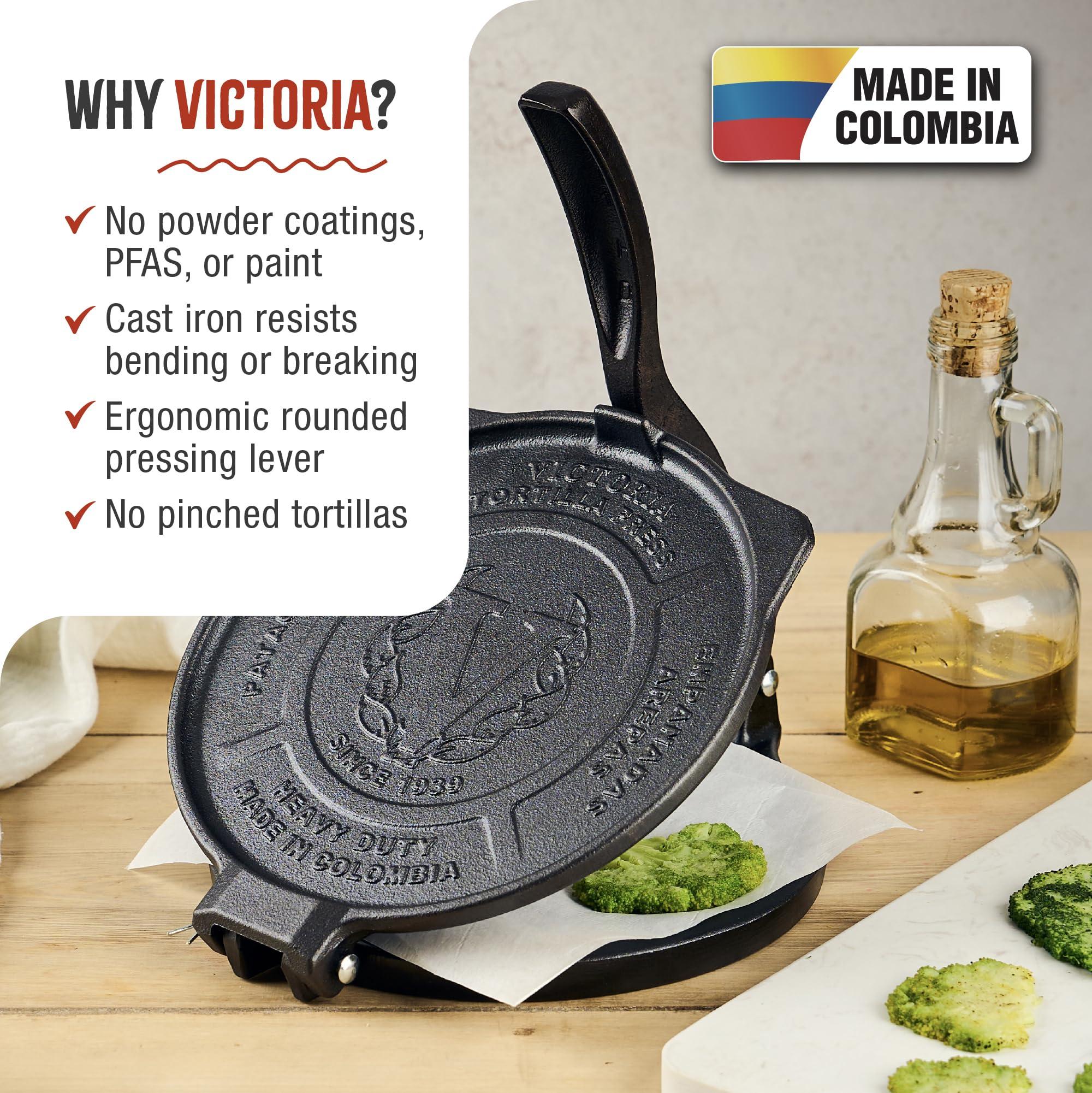 Victoria Victoria 8-Inch Commercial-Grade Cast-Iron Tortilla Press, Made from Super-Durable HD Iron, Made in Colombia