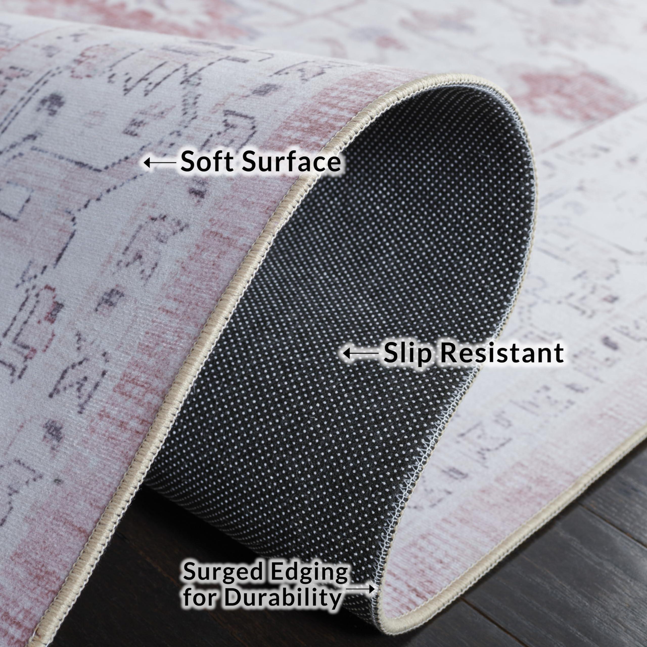 Safavieh SAFAVIEH Tucson Collection Area Rug - 6' Square, Beige & Rust, Persian Design, Non-Shedding Machine Washable & Slip Resistant Ideal for High Traffic Areas in Living Room, Bedroom (TSN129B)