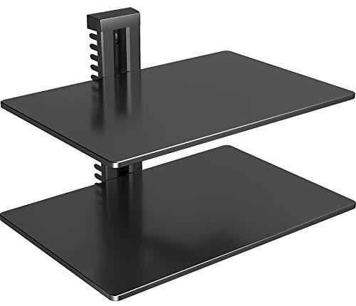 PERLESMITH PERLESMITH Floating AV Shelf Double Wall Mount TV Shelf - Holds up to 17.6lbs - DVD DVR Component Shelf - Perfect for Xbox, Projector, WiFi Router, Game Console and Cable Box, PSDSK2