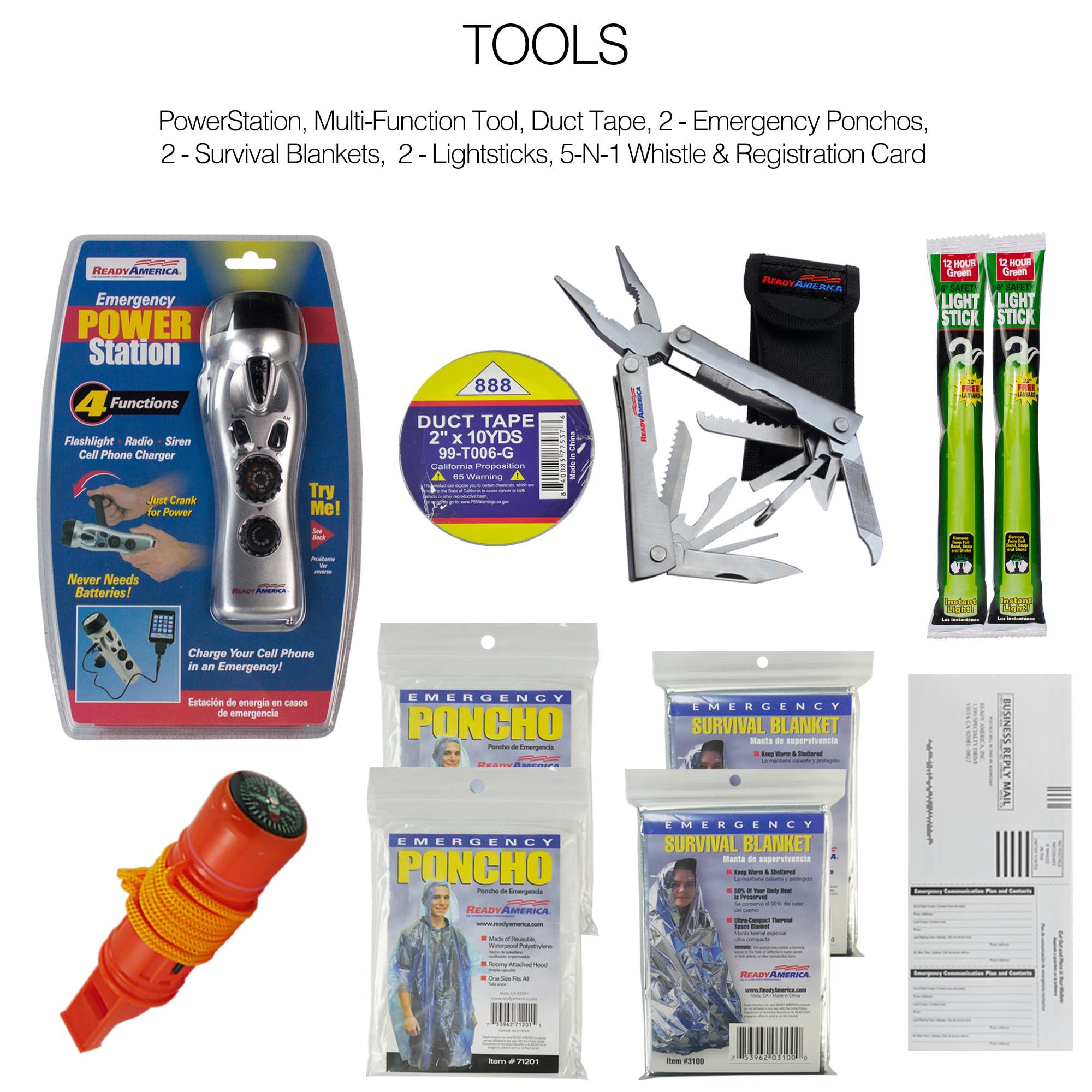 Ready America Ready America 72 Hour Deluxe Emergency Kit, 2-Person 3-Day Backpack, First Aid Kit, Survival Blanket, Power Station, Emergency Food, Portable Disaster Preparedness Go-Bag for Earthquake, Fire, Flood