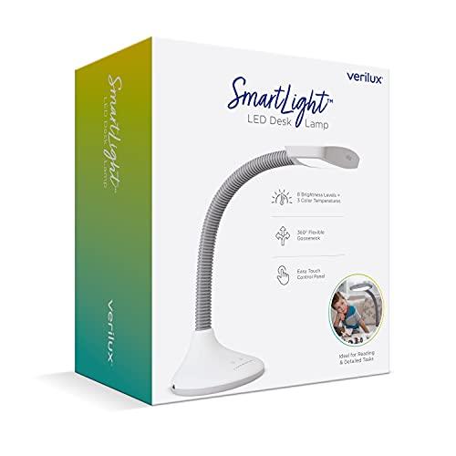 Verilux Verilux SmartLight Full Spectrum LED Desk Lamp with Adjustable Brightness, Flexible Gooseneck and Integrated USB Charging Port - Reduces Eye Strain and Fatigue - Ideal for Readers, Artists, Crafters
