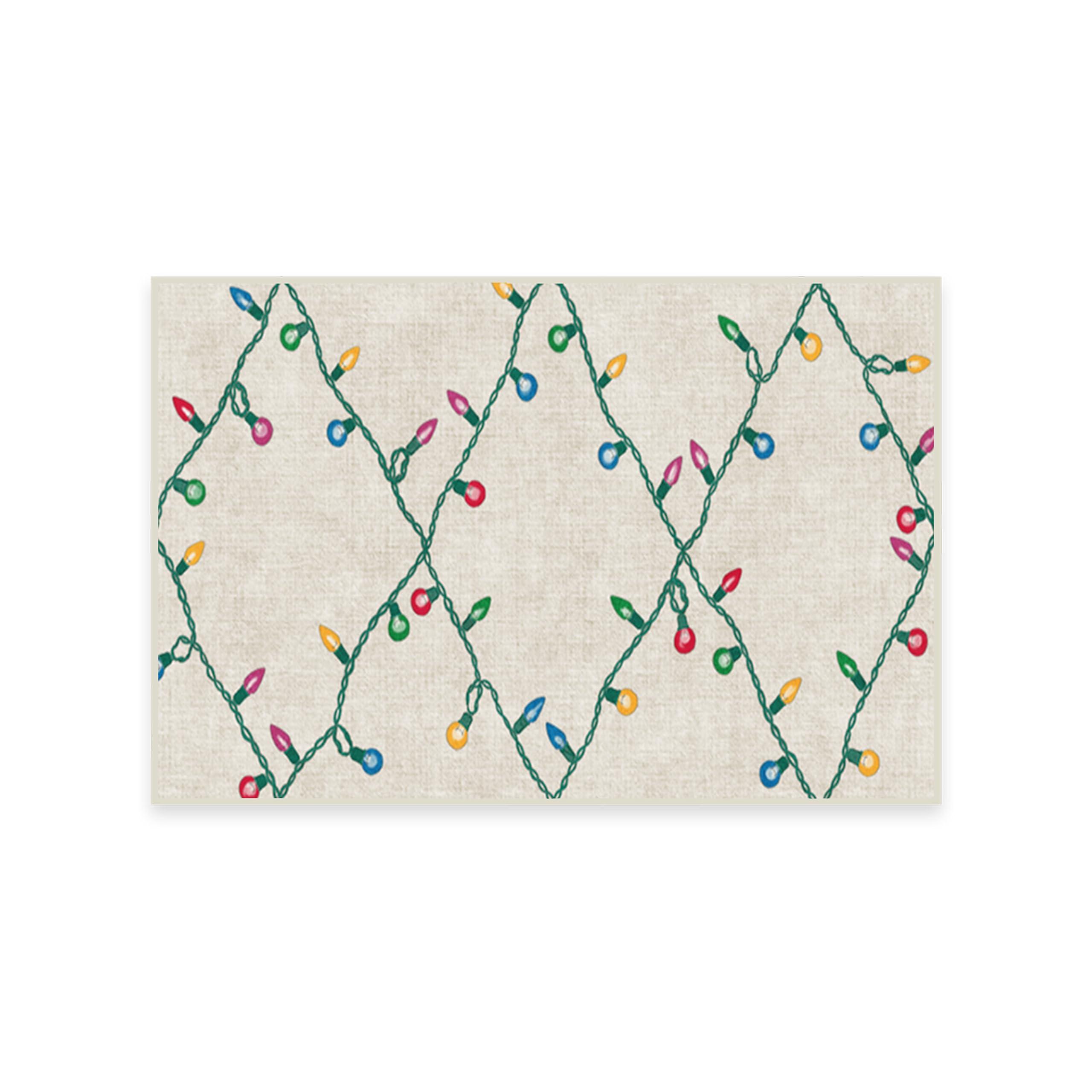 RUGGABLE Ruggable Washable 2x3 Area Rug, Neutral, Premium Christmas Rugs for Living Room, Bedroom, Kitchen, Office, Classroom with Gripper Non Slip Pad, Holiday Lights Creme