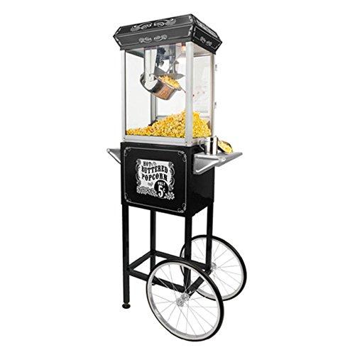 Funtime Funtime Sideshow Popper 4-Ounce Hot Oil Popcorn Machine with Cart, Black/Silver