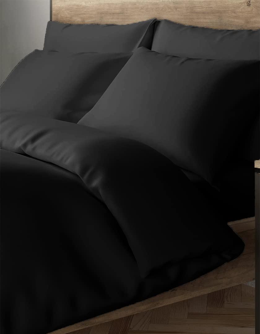 Ropulance Bedding Ropulance Bedding 4 Pcs Cotton Sheet Set Fitted Sheet with 19\" Deep Pocket Flat Sheet& 2 Pillowcases 600 Threat Count Luxury Hotel Quality Cotton Bedding Set !!(Black,Queen)