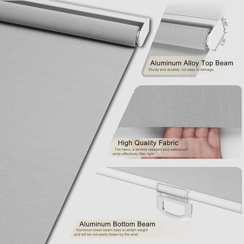 Sulugood Sulugood Light Filtering Blinds for Windows Cordless 5% Openness Solar Fabric Roller Shades Sheer and Glare Reduce Window Shades for Home Door Living Room Gray,28" W x 48" H