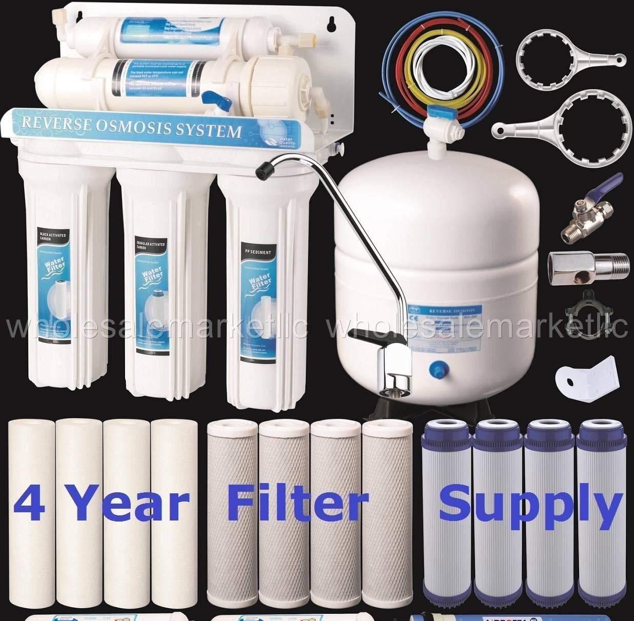 BLUONICS Bluonics 5 Stage Undersink Reverse Osmosis Drinking Water Filter System RO Home Purifier with NSF Certified Membrane with 4 Years of Filter Supply - 15 Total Filters -