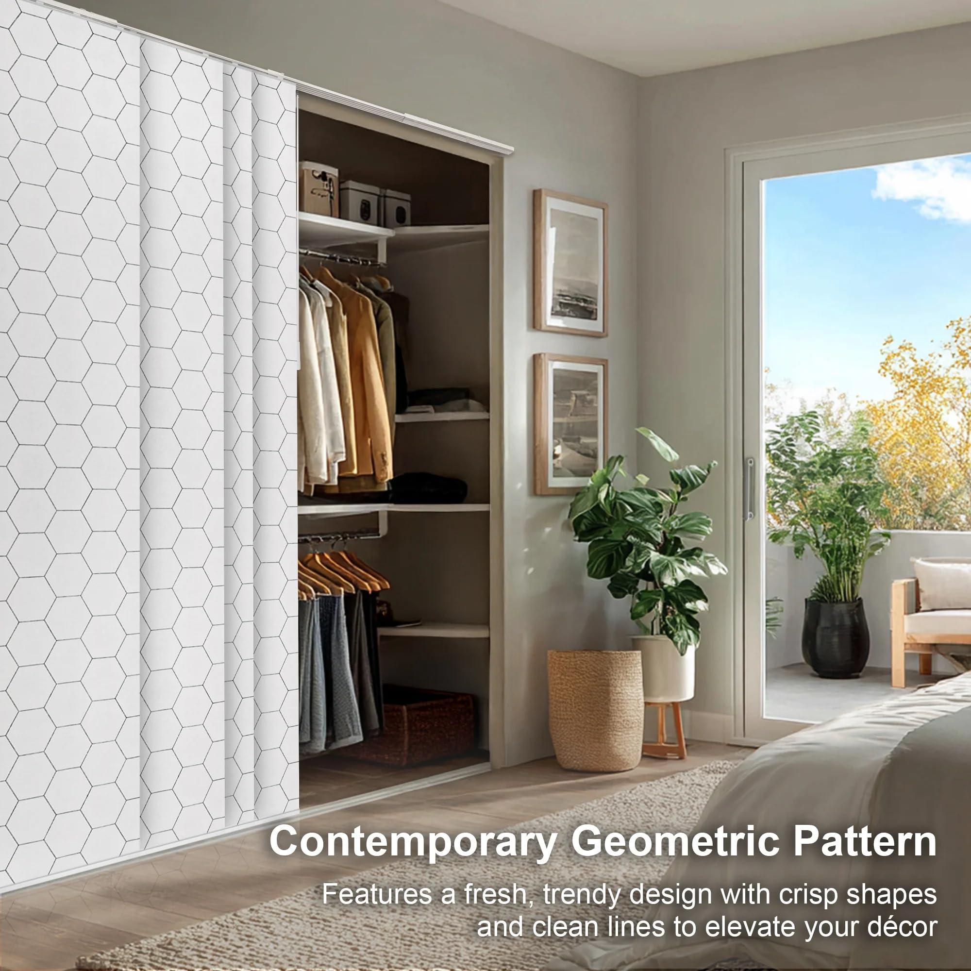 CHICOLOGY CHICOLOGY Sliding Door Blinds, Blinds for Sliding Glass Doors, Sliding Glass Door Blinds, Vertical Blinds for Patio Doors, Room Divider, Hexagon, W:46-86 x H: 0-96 inch