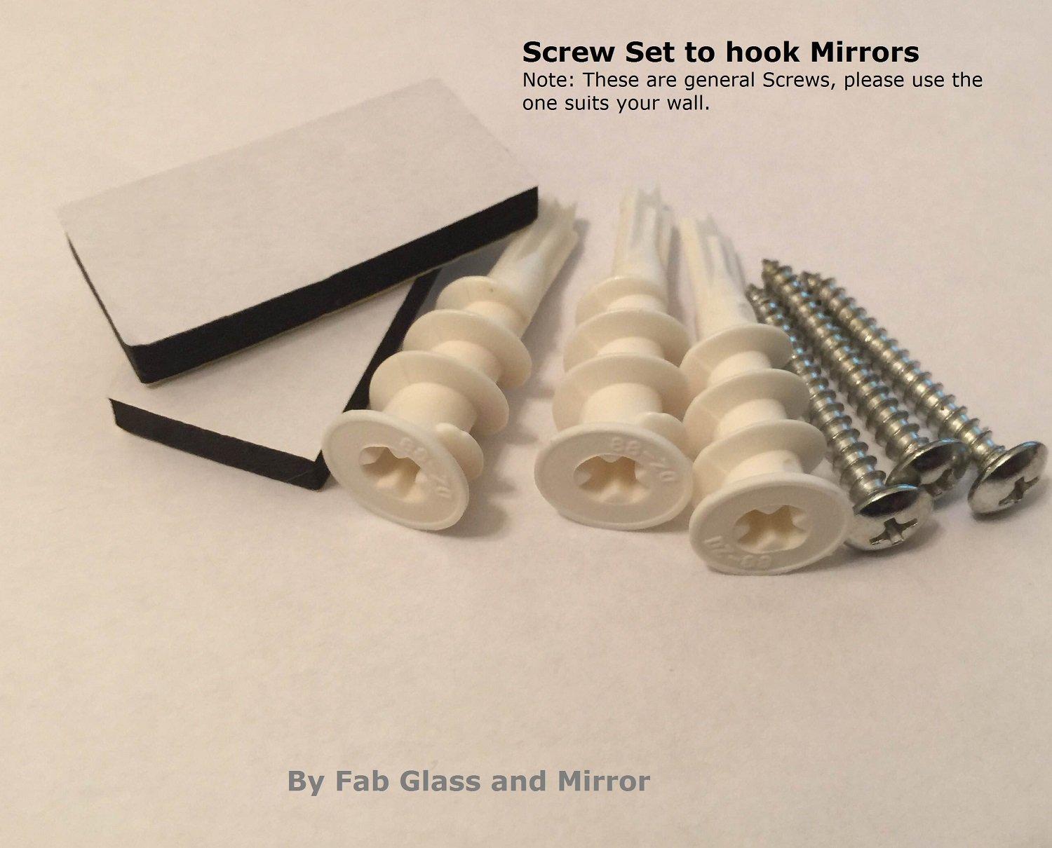 Fab Glass and Mirror Fab Glass and Mirror M-Wavy-HKS Wavy Beveled Polish Frameless Wall Mirror with Hooks, 24\" x 36\"