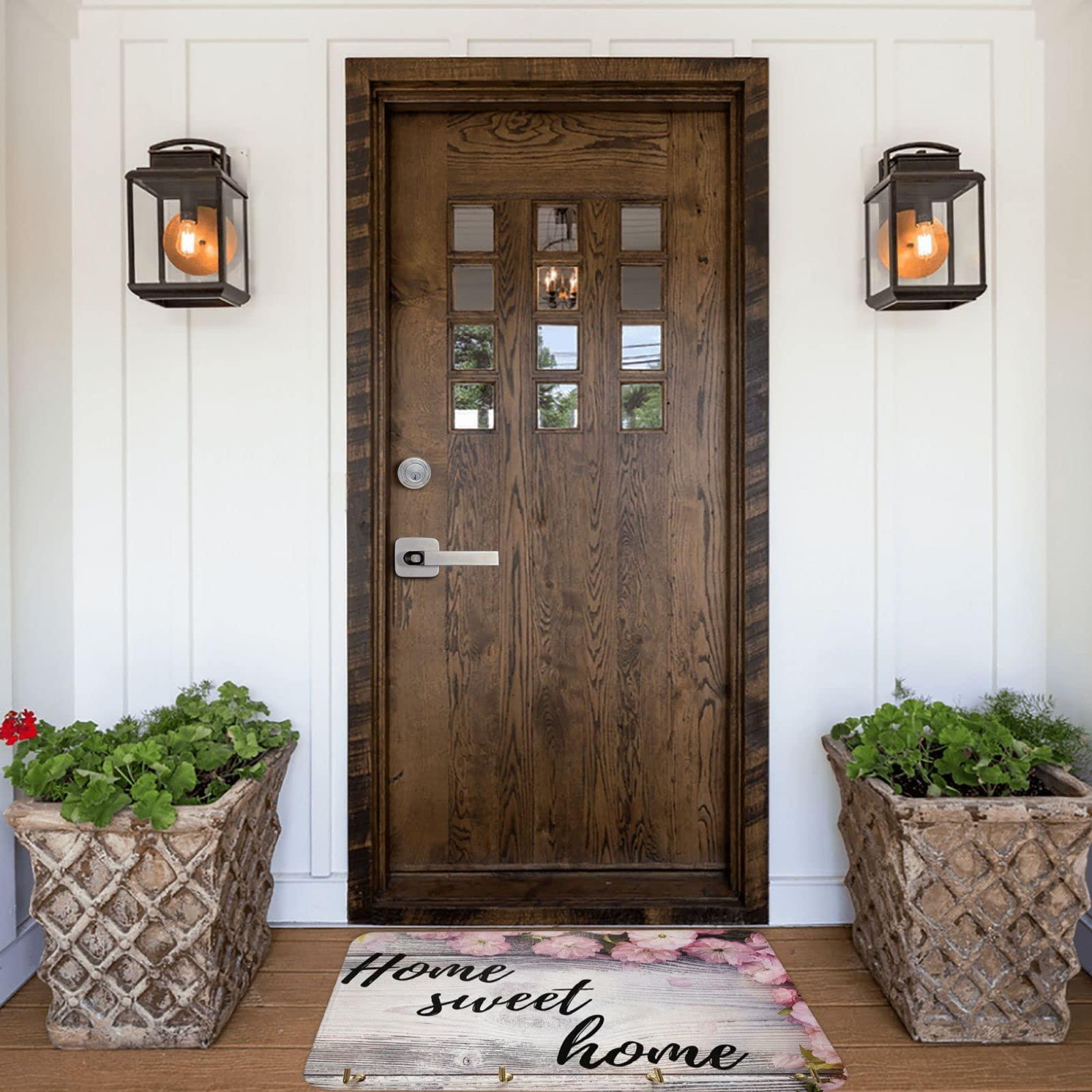 UNJOOES Custom Area Rug Personalized Design Logo Photo Front Doormat Indoor Outdoor Carpet Housewarming Decorative Gift Green 16"X24"