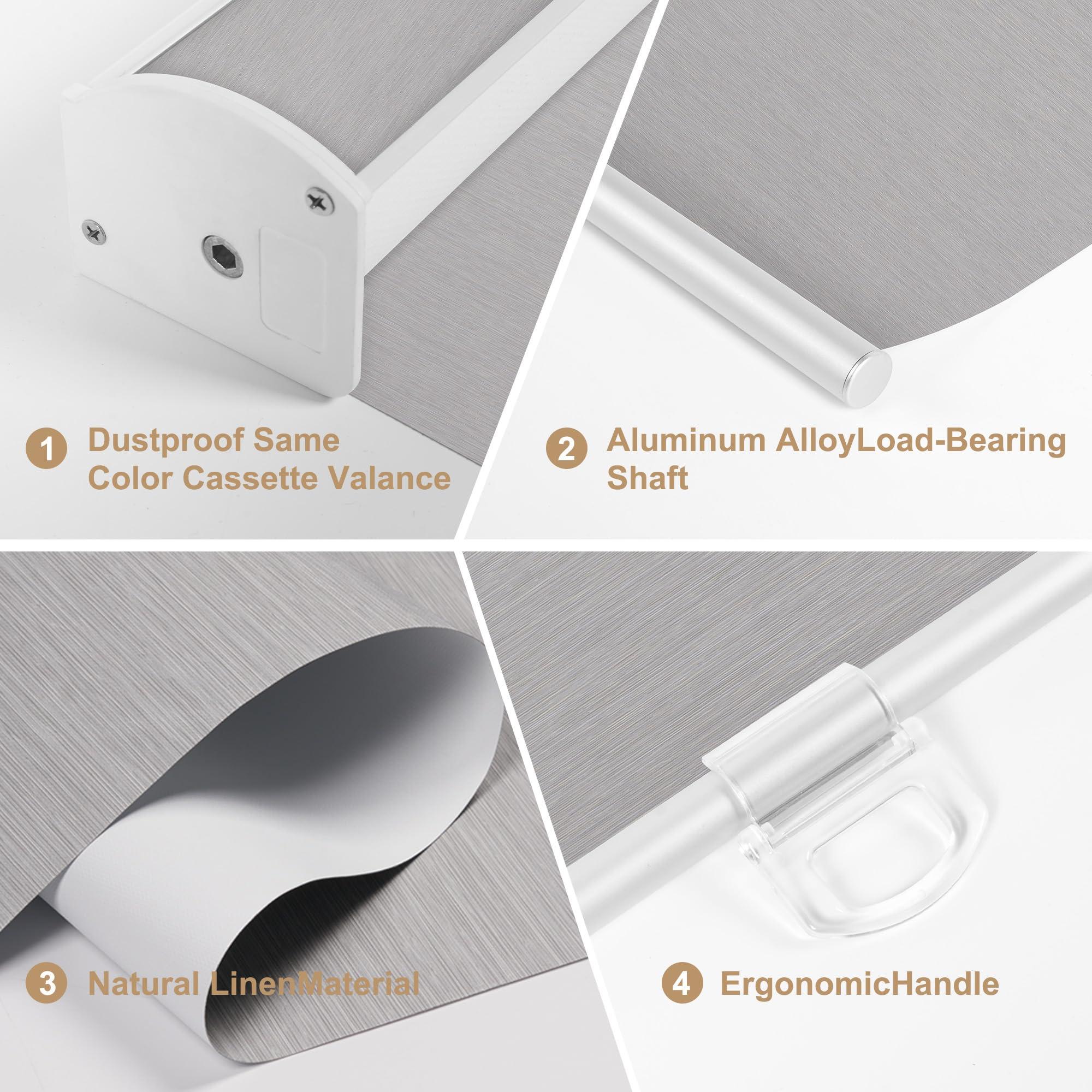 PQRSHADE PQRSHADE 100% Blackout Window Shades Pull Down for Indoor, Custom Room Darkening Striped Jacquard Fabric Roller Window up and Down Blinds with Thermal Insulated Easy to Install(88" W x 96" H) S-Gray