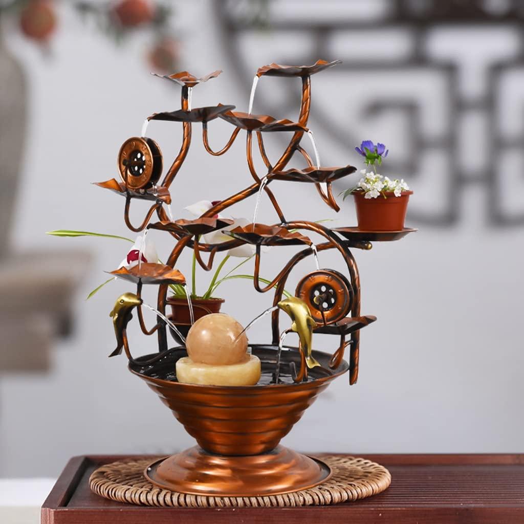 AMONG AMONG Tabletop Fountains Tabletop Fountain Copper Retro Water Fountain Desktop Waterfall Fountain Home Living Room Desktop Ornament Indoor Waterfall Feature