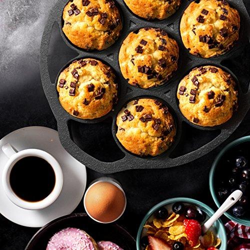 Commercial CHEF Commercial CHEF Cast Iron Biscuit Pan, Pre-seasoned Cast Iron Cookware for Muffins & Scones