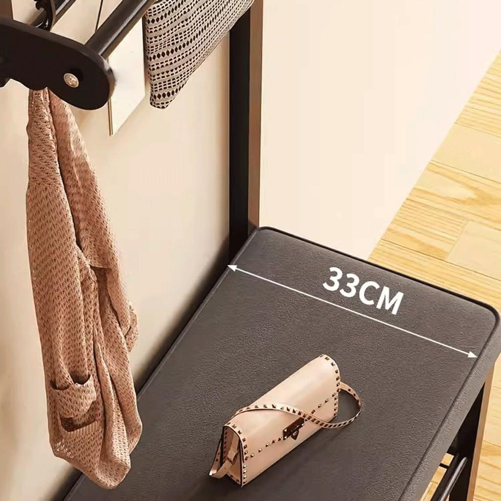 HEAIQI Coat Rack Freestanding Clothes Rack Entrance Clothes Rack Floor-to-ceiling Entrance Shoe-changing Stool Clothes Rack Home Storage Clothes Rack Coat Hanger Standing
