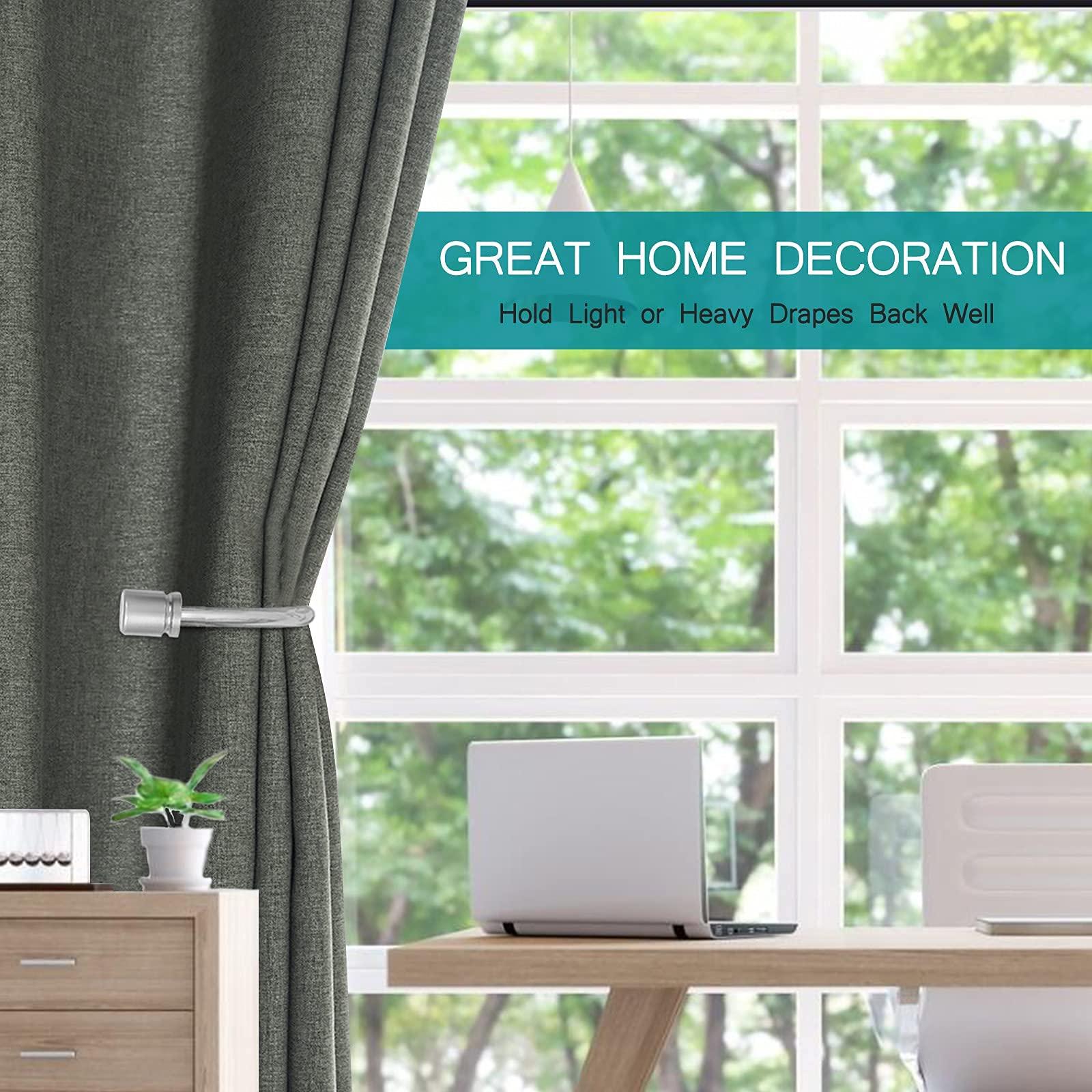 Gudui Curtain Holdbacks 4 Pack, Curtain Tiebacks for Curtains, Brushed Nickel Curtain Holders Pull Backs for Wall Drapery Tieback Hooks for Indoor Outdoor