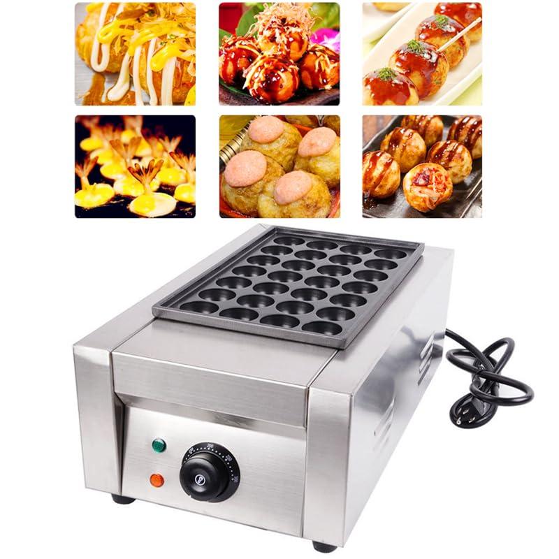 EQCOTWEA EQCOTWEA Electric Takoyaki Maker, 28 Holes Commercial 110V 1.8KW Electric Non-stick Baker Electric Takoyaki Japanese Octopus Fish Ball Maker Machine Takoyaki Grill