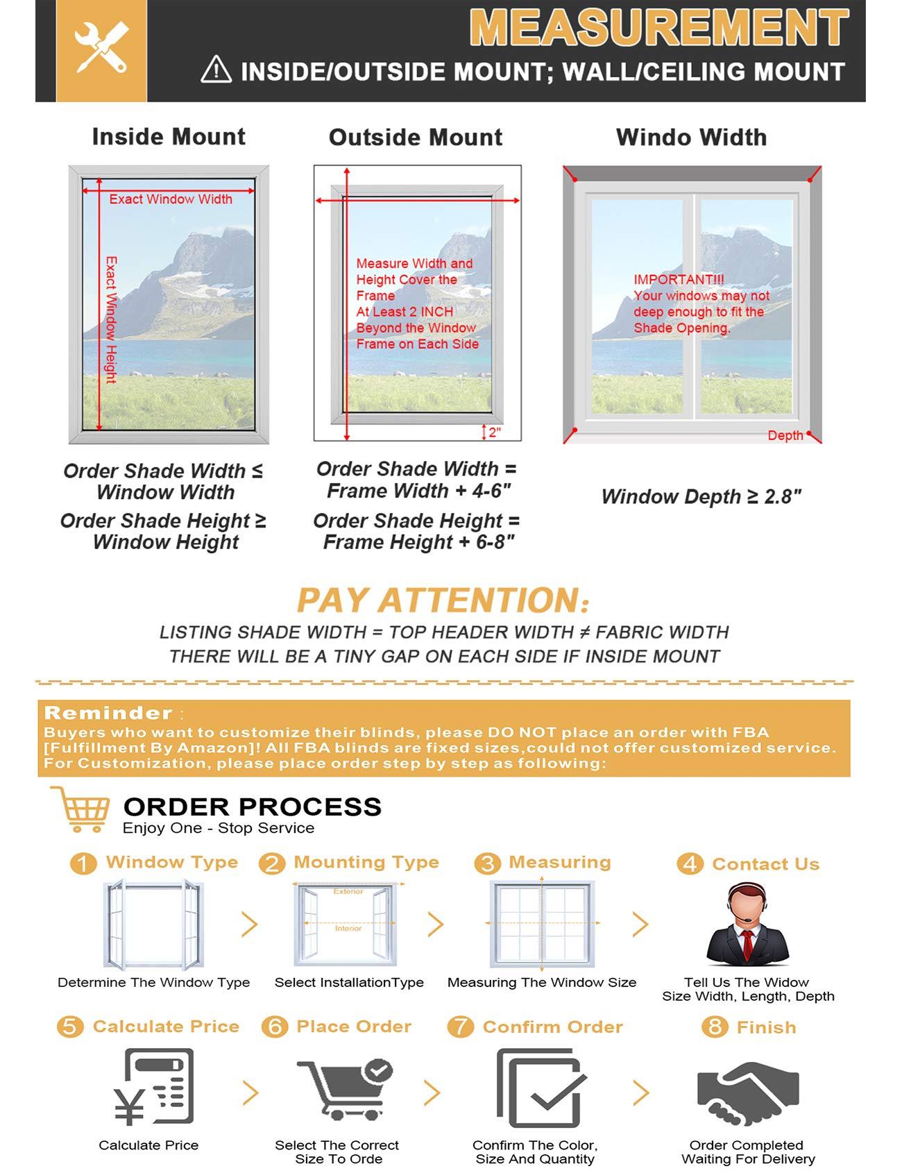 getopblinds Blackout Cordless Roller Blinds and Shades for Windows - Safety Spring Roller Shades - Cordless Privacy Room Darkening [Beige 100% Blackout,58 1/2" W x 72" H] - Custom Made