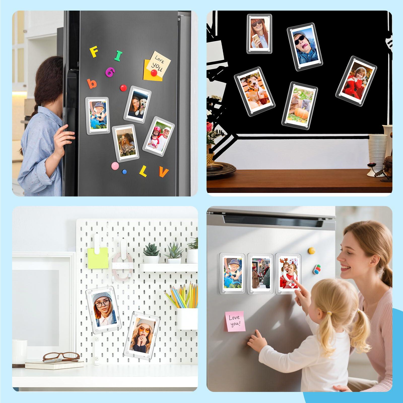 Remerry Remerry 48 Pcs Acrylic Magnetic Photo Frame Mini Picture Frame Double Sided Clear Fridge Magnetic Display for Film Photos Cards Stamp Gift for Family Friend Christmas (2.36 x 3.5 Inch)