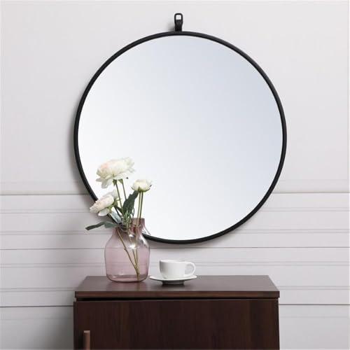 Elegant Decor Elegant Decor Rowan Home Office Decorative Round Framed Hanging Wall Mirror, 21" L x 21" H - Black