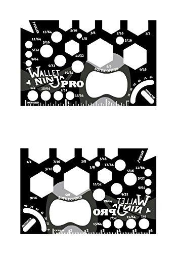 Wallet Ninja Wallet Ninja PRO: 26 in 1 Credit Card Multitool (Measure Bits & Bolts, Wrenches, Protractor, Bottle Opener)