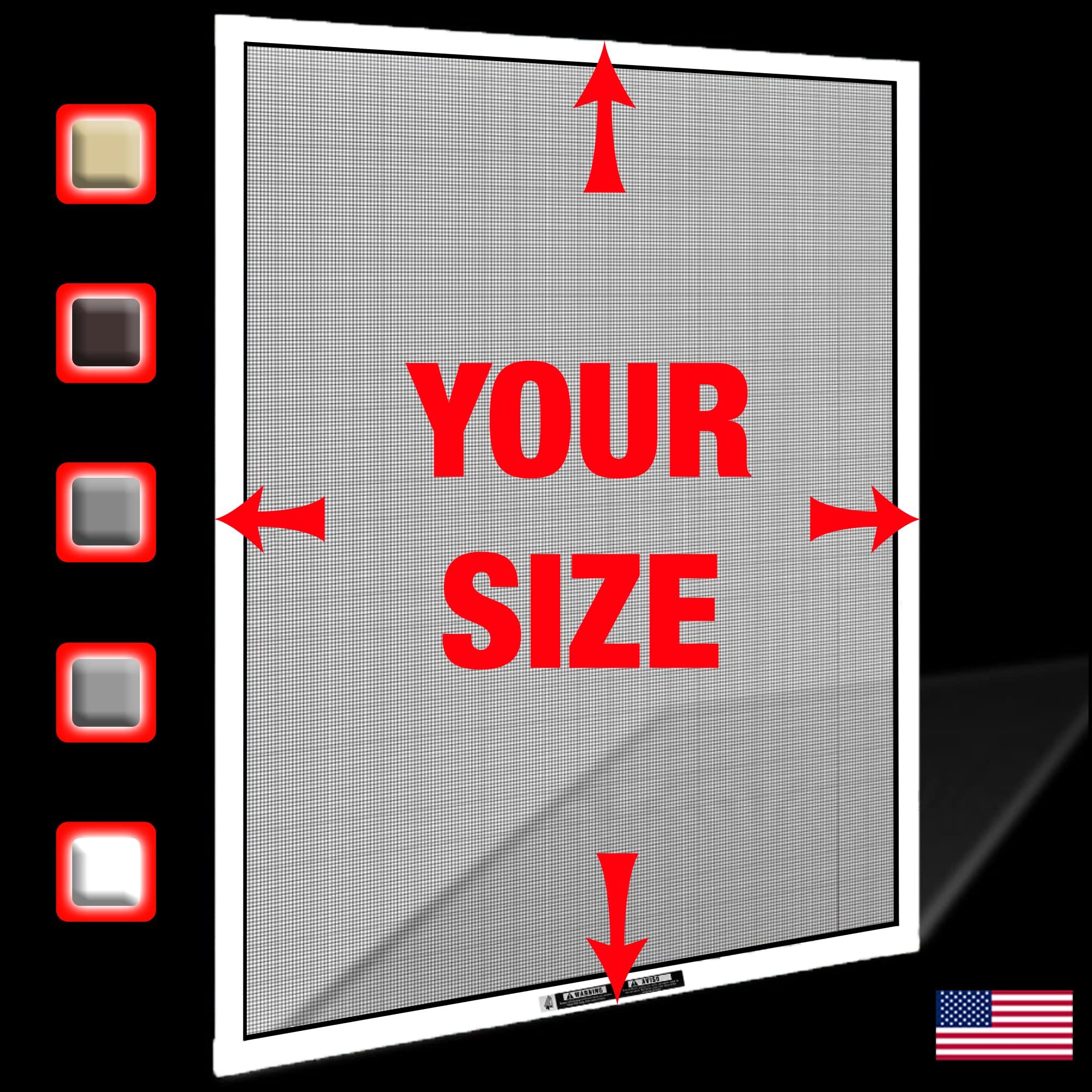 USA WindowScreens Window Screens Pre-Framed, Ready to Hang - Home Replacement Window Screens - Custom Sizes, Colors & Options - Frame Color: (White), Material Type: (Fiberglass Screen - Gray)